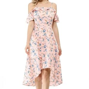 Nwot Allegra k Pink And Blue Floral Hi Low Dress